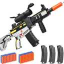 Realistic Toy Foam Blaster Gun - Electric Sniper Rifle with Scope 120 Soft Bullets 3 Magazines, Automatic Dart Gun for Boy Ages 8-12 Years Old, Indoor Outdoor Gifts for Adult Kid Christmas Birthday 
