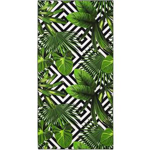 Oversized Beach Towel Quick Dry Sand Free Lightweight Microfiber Beach Towels for Swim Pool Camping Travel, Palm Leaf & Diamond Grid, 36"x72"