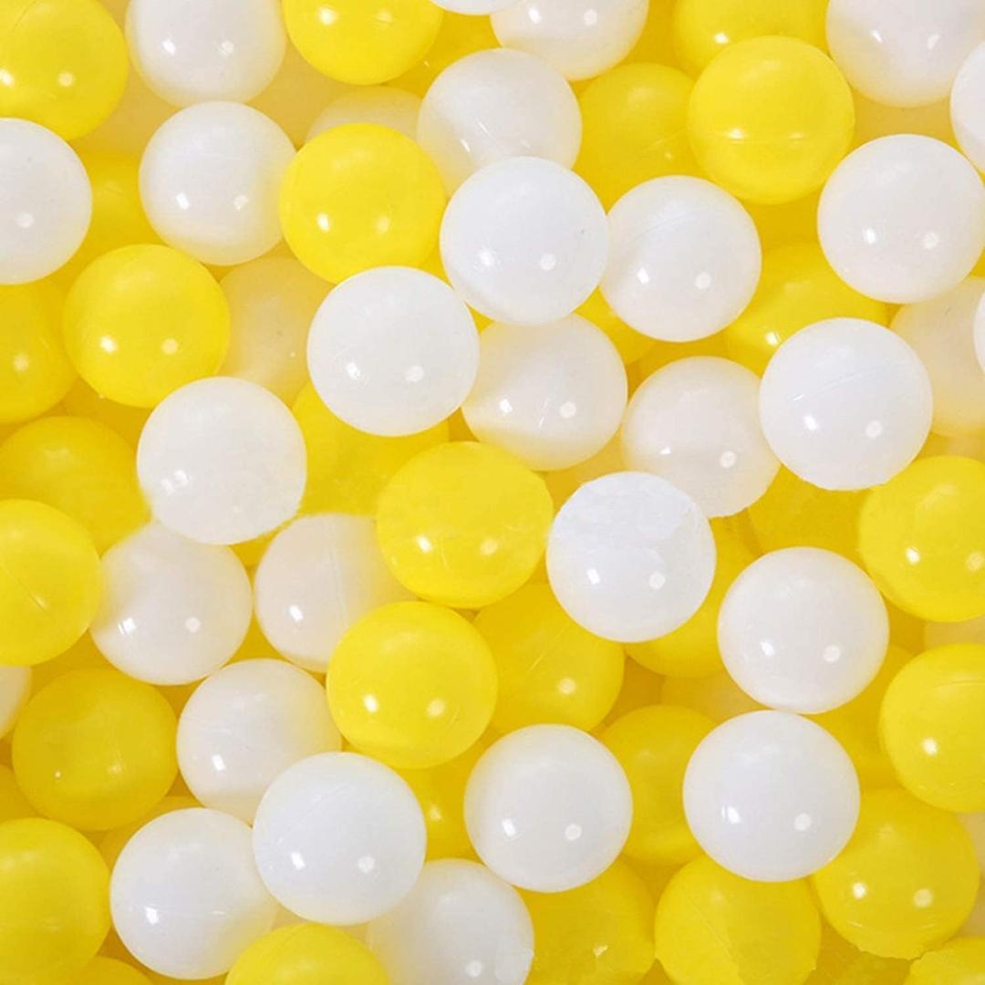 TRENDBOX Ball Pit Balls 100 - Macaron Colors Balls for Ball Pit, Play Tent Baby Playhouse Pool Birthday Party Decoration (G-Yellow&White)