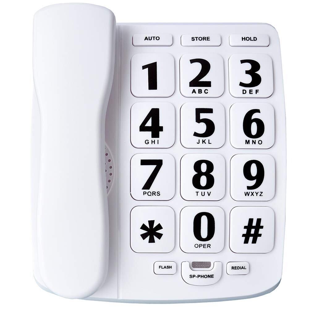 Big Button Phone for Elderly, JeKaVis JP02 Amplified Phones for Hearing Impaired Aid Home Corded Phone Landline for Seniors Phone for Hard of Hearing House Phone, White