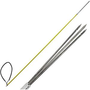 Scuba Choice 5' One-Piece Fiber Glass Spearfishing Pole with 12" Stainless Steel 3-Prong Paralyzer Tip & Black Rubber Sling  Durable, Lightweight Precision Tool for Saltwater & Freshwater Hunting