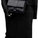 chouyatou Women's Turtleneck 2 Piece Outfits Ribbed Knit Sweater Midi Pencil Skirt Set (Small, Black)