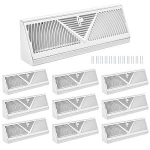 10 Pack 15 Inch Baseboard Register (Duct Opening Size) - Baseboard Vent Covers for Home - Easy Adjust Air Supply Lever Baseboard Diffuser (White)