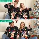 Ugly Christmas Sweater Women Men,Light Up Christmas Sweater for Couples,Funny Cute Reindeer LED Xmas Tacky Sweaters L