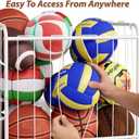 YKDIRECT 210L Rolling Ball Organizer with Locking Wheels - Large Sports Storage Basket for Basketball Soccer Football Volleyball, Steel Garage Equipment Cart with Elastic Rope for Household Storage