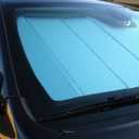 4-Layer Windshield Sun Shade Aluminum Coating Reflective Block Sun Heat UV Ray Protector Foldable Car Custom Fit Front Window Visor Sunshade Cover
