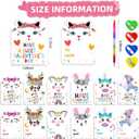 2 x 28 Pack Valentines Day Cards Gifts for Kids School, Greeting Cards with Rainbow Pencils & Pencil Sharpener, Cute Animal Classroom Exchange Cards, Valentine Party Favors for School Valentines Day (White)