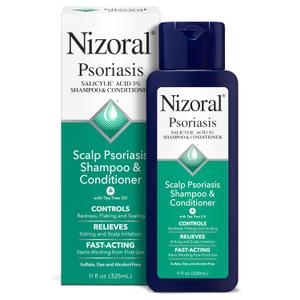 Nizoral Psoriasis Shampoo & Conditioner, 11 Oz, Gentle Scalp Treatment, Relieves Itching, Flaking, Redness, Scaling Effective Scalp Psoriasis Shampoo with Salicylic Acid and Tea Tree Oil (Pack of 2)