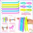 36 Pack Valentine's Day Gifts Cards with Multi Color Stretchy String Set for Classroom Exchange Gifts Bulk Adults Fidget Tools Funny Valentines Cards for Party Favors Birthday Return