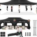COBIZI 13x26 Pop Up Canopy with 6 Removable Sidewalls Heavy Duty Canopy Party Tents for Parties, Outdoor Wedding Large Event Tent Wind Waterproof UPF 50+ Easy Up in Garden Lawn with Roller Bag, Black