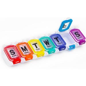 XL Weekly Pill Organizer Arthritis Friendly, Travel 7 Day Pill Box Case,Large Pill Case with Popup Open Design to Hold Vitamins, Fish Oil,Supplements and Medication