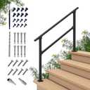 Hand Rails for Outdoor Steps, 4 Step Handrail & Indoor Stair Railing Kit, Railings for Outdoor Steps and Hand Rails for Seniors for Porch Railing & Deck Hand Rail, 3 to 4 Steps