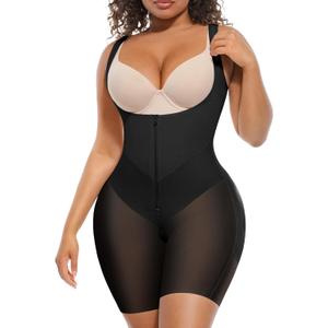 FeelinGirl Fajas Colombianas Moldeadoras Butt Lifting Shapewear Tummy Control Postpartum Faja Body Shaper with Zipper Crotch (XX-Large, Black)