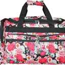 World Traveler Floral 22" Carry-On Duffel Bag  Lightweight Durable Polyester with Adjustable Shoulder Strap (Flowers)