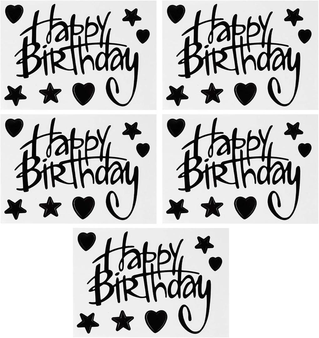 Gatuida 5pcs Birthday Bobo Balloon Decorations, Happy Birthday Stickers Balloon Stickers for DIY Birthday Party,Black