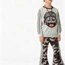 Toddler Baby Boy Clothes Cartoon Face Print Colour Blocking Sweatshirt + Sweatpants Outfits Set (11-12 Years)