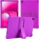 Caweet Case for T-Mobile Revvl Tab 2 10.1" Tablet (2025) with Tempered Glass Screen Protector, Heavy Duty Shockproof Full-Protection Adjustable Stand Silicone Cover, Purple