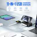 200W USB Charging Station, 11-in-1 USB C Power Strip Surge Protector, 2AC Outlets & 8USB Ports, 5ft Flat Plug Extension Cord with Multiple Devices, Desktop Charger for Home Office Desk Accessories