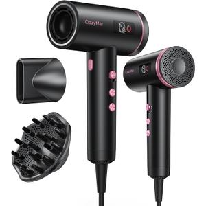 Hair Dryer, 1800W Ionic Hair Dryer with 3 Smart Mode (Baby/Men/Women), High Speed Brushless Motor for Fast Drying (2-5 Mins), Lightweight Hair Dryers for Women, for Home & Travel (Pink)