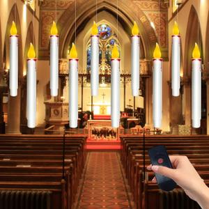 GOOTHY 10 PK Halloween Floating Candles, Hanging Floating Candles with Remote and Flickering Warm Lights, Battery Operated LED Flameless Window Candle Lights for Halloween Party Birthday Home Decor