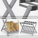 BAMBOOHOMIE Bamboo Luggage Rack for Guest Room, Wide Suitcase Stand with Storage Shelf, Folding Luggage Stand Holder for Bedroom Hotel, 26.77" Thickened Luggage Rack for Suitcases, Grey