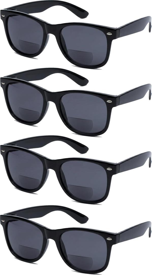 Yogo Vision Bifocal Reading Sunglasses Men Women Sun Readers Stylish Frame Outdoor UV400 Glasses Beach Fishing Travel, Pack of 4, +2.25