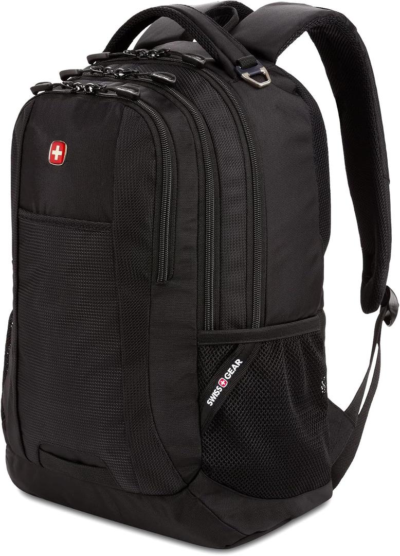 SWISSGEAR Cecil 18-Inch Laptop Backpack Fits 16-Inch Laptop, Travel Daypack with Organizer Pockets, Water Bottle Holders & Padded Straps Black