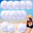 Sinmoe 12 Pieces Large gaint Inflatable White Beach Ball Bulk Solid Swimming Pool Floating Blow up Ball DIY Paint Craft for Boys Girls Hawaii Luau Birthday Beach Summer Party(16 Inch, 24 Inch,White)