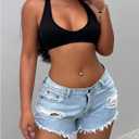 SOLY HUX Women's Sleeveless Micro Crop Tops Backless Scoop Neck Tight Fitted Sexy Tank Tops (Black, S)