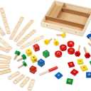 Melissa & Doug Wooden Construction Building Set in a Box (48 pcs)