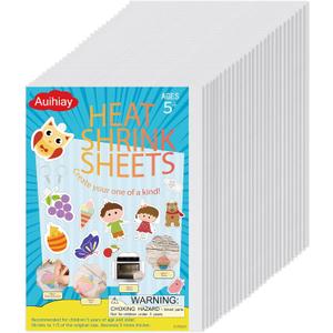 Auihiay 25 Pieces Shrink Plastic Sheets, Shrink Films Papers, Shrinky Art for Creative Handicrafts, Halloween and Christmas Ornaments (7.9 X 5.7 inch)