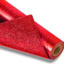 VinylRus Red Glitter HTV Heat Transfer Vinyl Roll-12 x 10ft Red Glitter HTV Vinyl for T-Shirt Clothing Bags,Glitter Iron on Vinyl for All Cutter Machine - Easy to Cut and Weed (12"  10FT, Diamond Glitter Red)