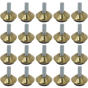 20Pcs M6 Swivel Furniture Leg Levelers 1" Height Feet Glide Adjustable Leveling for Tables Chairs Cabinets Riser (Gold) (M6 x 1-Inch Height)