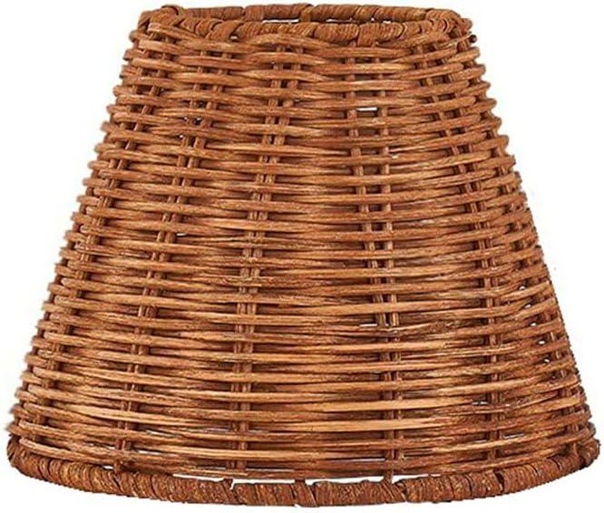 Empire Clip On Chandelier Lamp Shade, Small Lamp Shade Rattan,Boho Wicker Lamp Shades Mini,Replacement Lampshade 3" Top x 6" Bottom x 5" Slant Height(1 Pack)