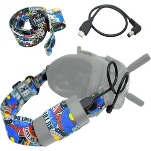 JCHPINE Head Strap and Power Cable for DJI FPV Goggles V2, Short Power Supply Line and Headband Strap for DJI FPV Combo Accessories