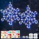 Hiboom 2 Pack Christmas Window Lights, 12 Inch Snowflake Lighted Decorations Wrapped with LED String Lights, 8 Modes Battery Powered Christmas Window Light for Xmas Indoor Decor (Blue White)