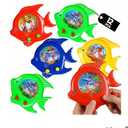 Fish Water Ring Toss Toy - (Pack of 12) Water Ring Game Handheld Fun Aqua Arcade Retro Game Pocket Travel Toys for Car Road Trip Activities for Kids Birthday Party Favors Goodie Bags Stuffers for Kids