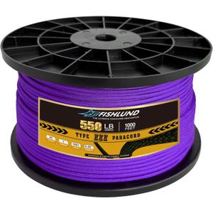 Paracord 550 lb, 7 Strand Type III Paracord Rope 1000ft 4mm, Nylon Parachute Cord for Camping, Purple