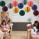 Affrolling 12 Pcs 8" Boho Honeycomb Balls Decoration Hanging Tissue Paper Pom Poms for Halloween Fall Thanksgiving Christmas Party Supplies Birthday Wedding Classroom Home Decor