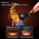 Carbon Steel Wok Pan, Nonstick Pre-Seasoned Woks & Stir-Fry Pans with Lid , No Chemical Coating Wok Flat Bottom Small Handmade Chinese Wok for Induction, Gas, Electric & All Stoves (11INCH wooden lid)