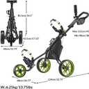 Caddytek CaddyLite 11.5 V3 Golf Push Cart - Lightweight Aluminum 3-Wheel Foldable Golf Bag Cart with Quad-Fold Frame, EVA Wheels, Adjustable Handle, Foot Brake, Mesh Net, Umbrella & Drink Holder, One Size