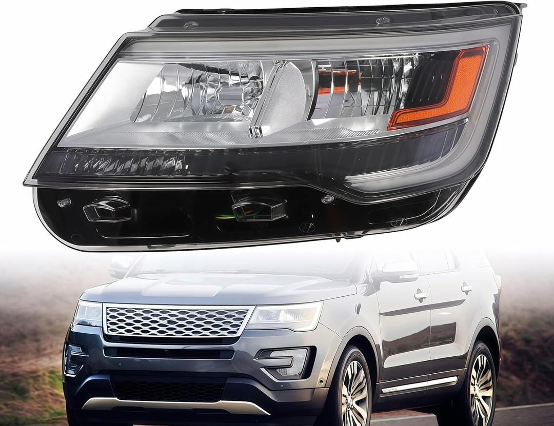 Headlight Assembly Halogen Driver Side Compatible with 2016-2018 Explorer Limited/XLT/Platinum w/DRL Front Left Headlamp FB5Z13008N FO2518130