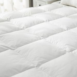 Premium Quality Luxury White Goose Down and Feather Mattress Pad Mattress Topper Baffled Featherbed Overfilled-All Season,Full Size