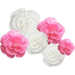 Pink Flowers Backdrop Decorations 6PCS White Handcrafted Flower Big Wall Paper Flowers for Girl Home Decor Giant Photo Booth Baby Shower Centerpiece Wedding Birthday Party