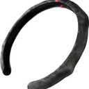 Quick Install Sporty Suede Leather Steering Wheel Cover with Red Top Trim Universal fit Any 14½" to 15" Car SUV Pickup Steering Wheel