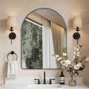 ANDY STAR Arched Mirror, 24 x 32 Inch Black Wall Mirror in Stainless Steel Metal Frame, Arch Top Rounded Corner 1 Inch Deep Set Design Wall Mount Hangs Vertical