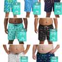7 Inch Men Swim Trunks with Compression Breathable Liner Quick Dry Zipper Pockets for Pool Board Beach Cruise