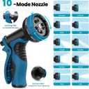 Garden Hose 50FT, Water Hose with 10 Function Nozzle, Garden Hose Metal with Leak-proof Connectors, No-Kink, Lightweight, Puncture-proof, Pet-proof, Sturdy, Hose for Outdoor, Yard