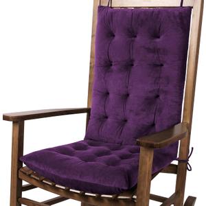 Rocking Chair Cushions Indoor Velvet Chair Pads High Back and Seat Cushion 2 Piece Set Purple