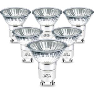 GU10 Halogen Bulb 120v 25W Halogen Light Bulbs, 2800k Warm White gu10 Dimmable for Candle Warmer, Scent Wax Burner, Fragrance Melt, Warming Bulb Pack of 6